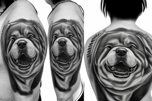 Two chow chows dog staring down from heaven over a forest of trees tattoo idea