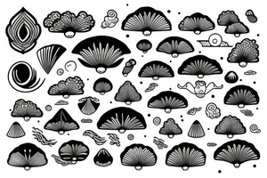 X, clam and storm, big, black tattoo idea