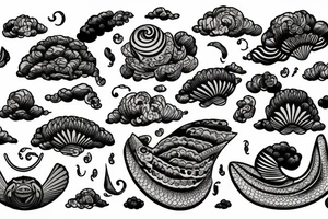 X, clam and storm, big, black tattoo idea