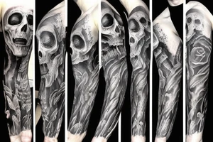 Dark realism, horror, full sleeve tattoo idea