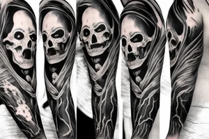 Dark realism, horror, full sleeve tattoo idea