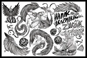 Hamak pomiędzy palmami, w tle góry i zachód słońca tattoo idea