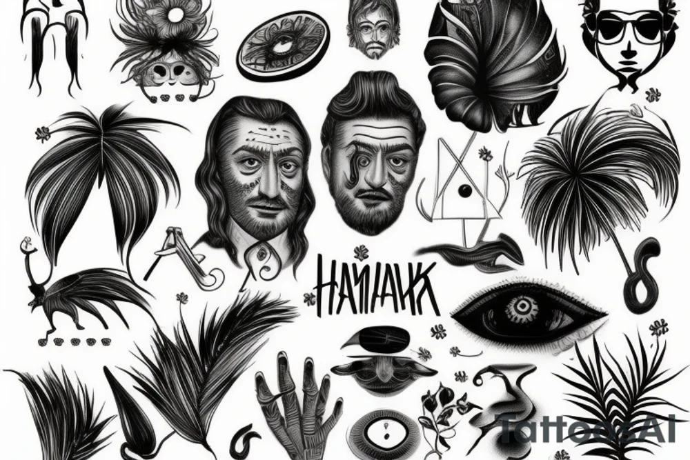 Hamak pomiędzy palmami tattoo idea