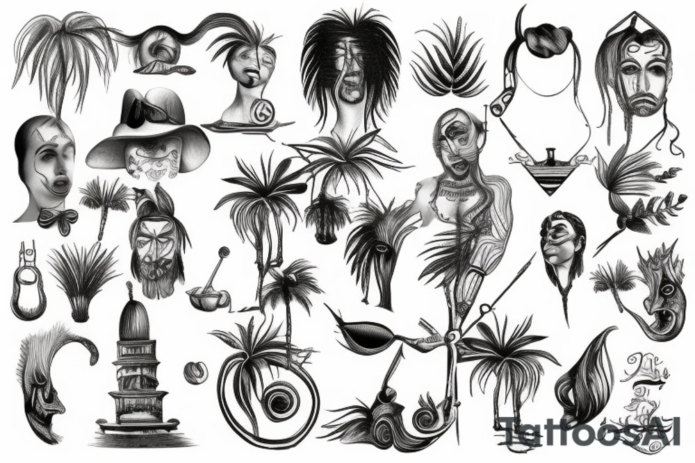 Hamak pomiędzy palmami tattoo idea