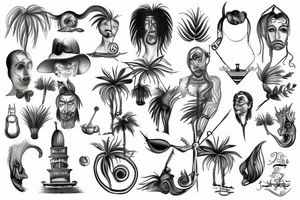 Hamak pomiędzy palmami tattoo idea