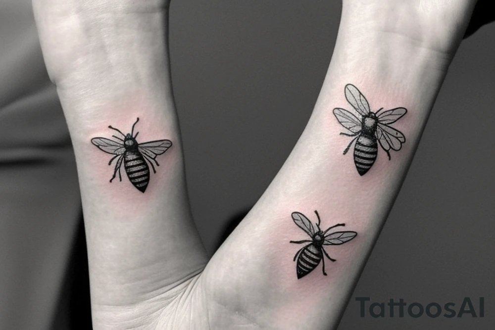 small honey bee with a small honeycomb on female wrist tattoo idea