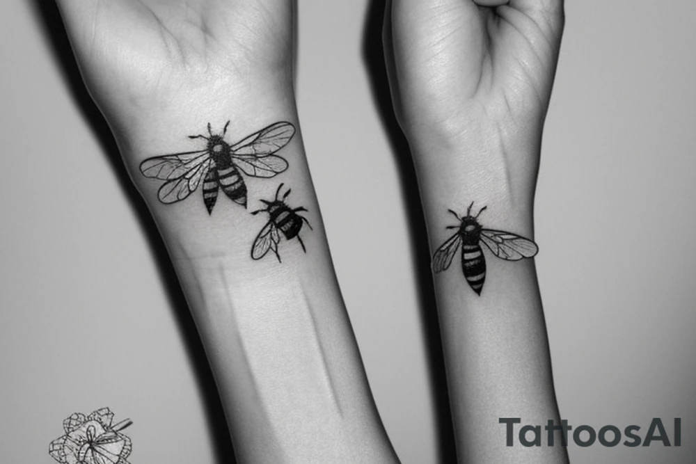 small honey bee with a small honeycomb on female wrist tattoo idea