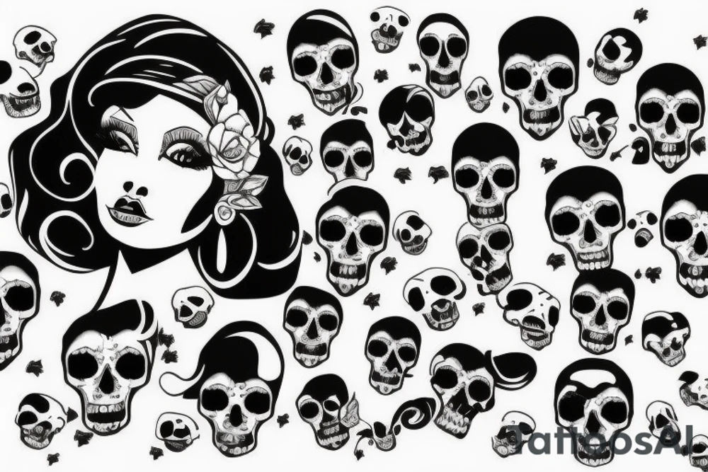beautiful girls face, diamond background, skulls tattoo idea beautiful girls face, diamond background, skulls tattoo idea