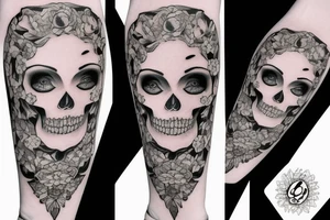 beautiful girls face, diamond background, skulls tattoo idea