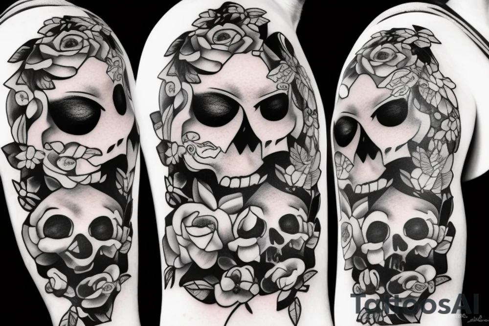 beautiful girls face, diamond background, skulls tattoo idea