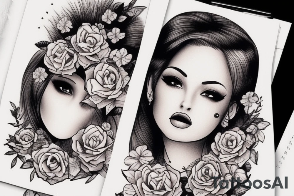 beautiful girls face tattoo idea