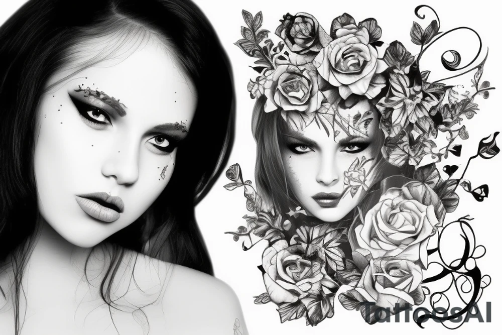 beautiful girls face tattoo idea