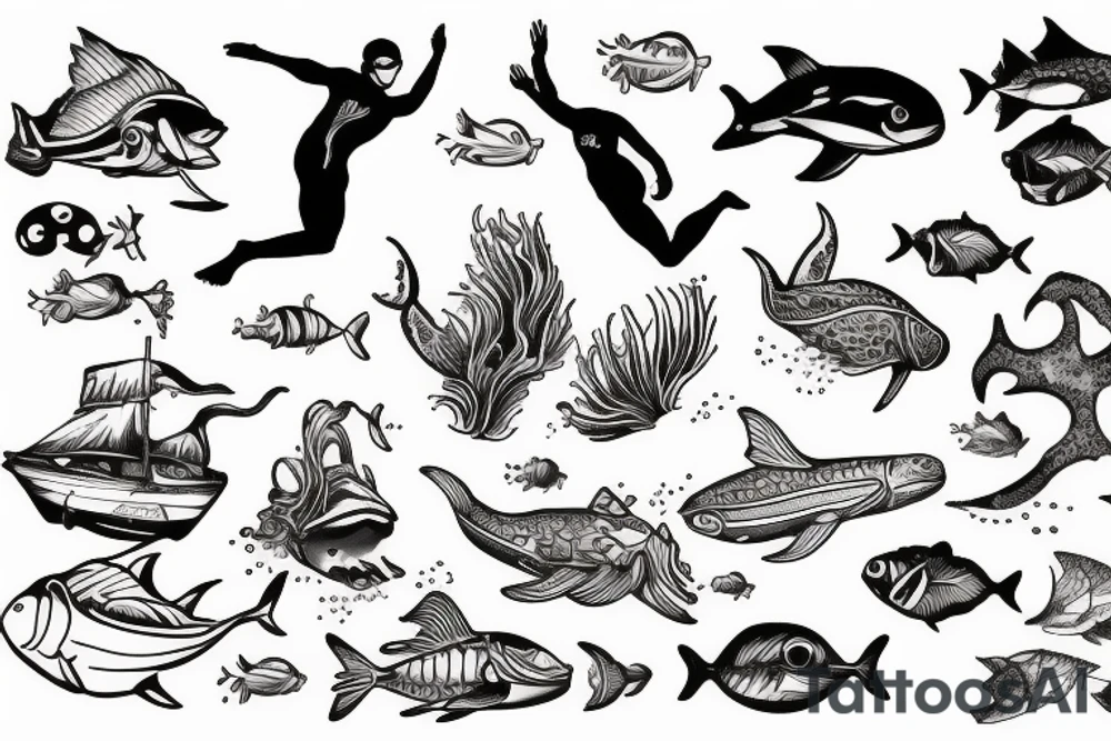 Diver, ocean, sea tattoo idea