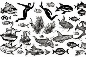 Diver, ocean, sea tattoo idea