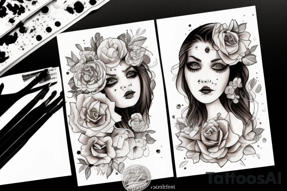 beautiful girls face tattoo idea