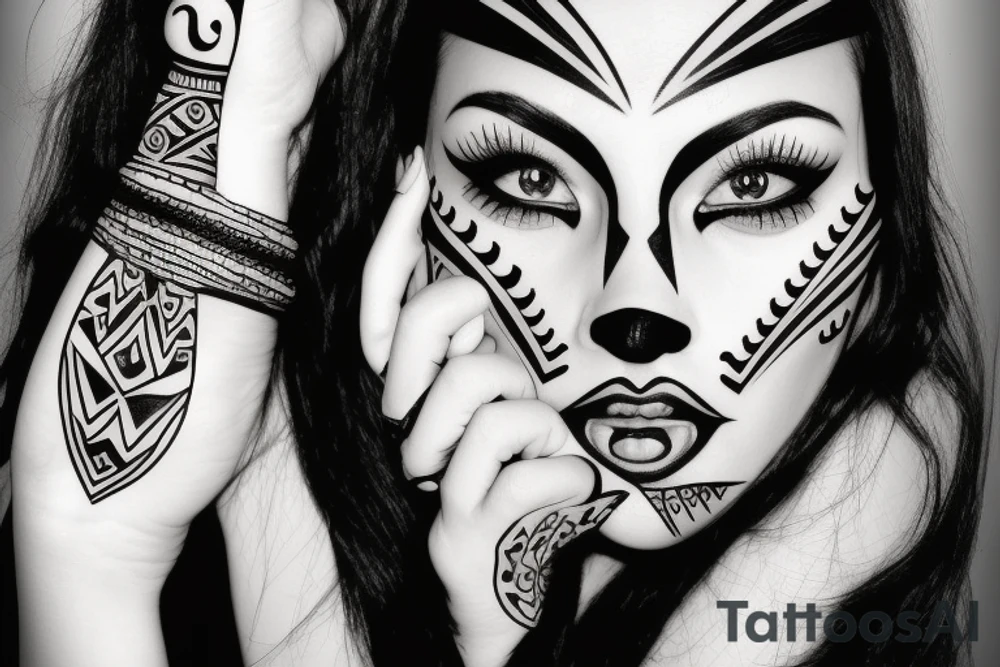 beautiful girls face tattoo idea