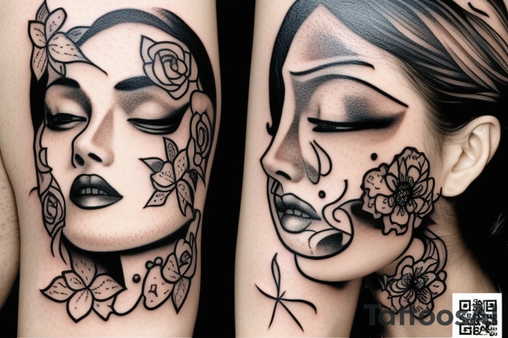 beautiful girls face tattoo idea