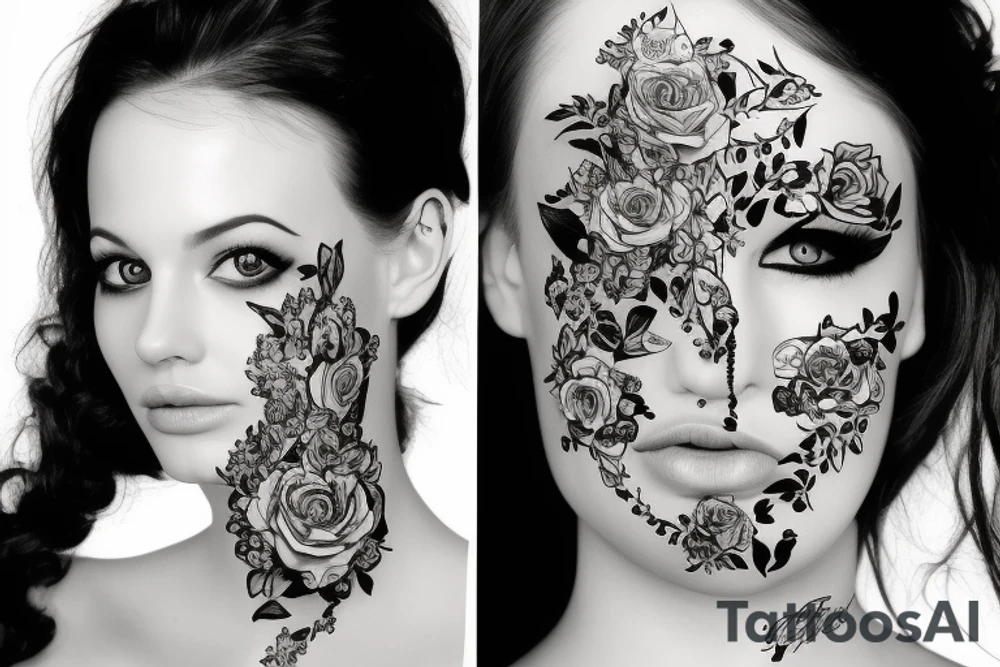 beautiful girls face tattoo idea