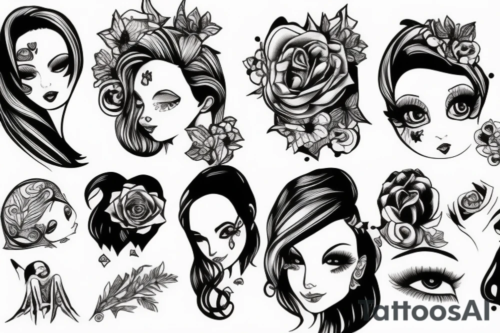 beautiful girls face tattoo idea