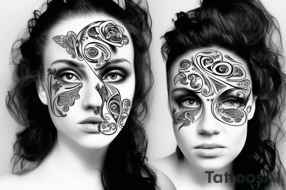 beautiful girls face tattoo idea