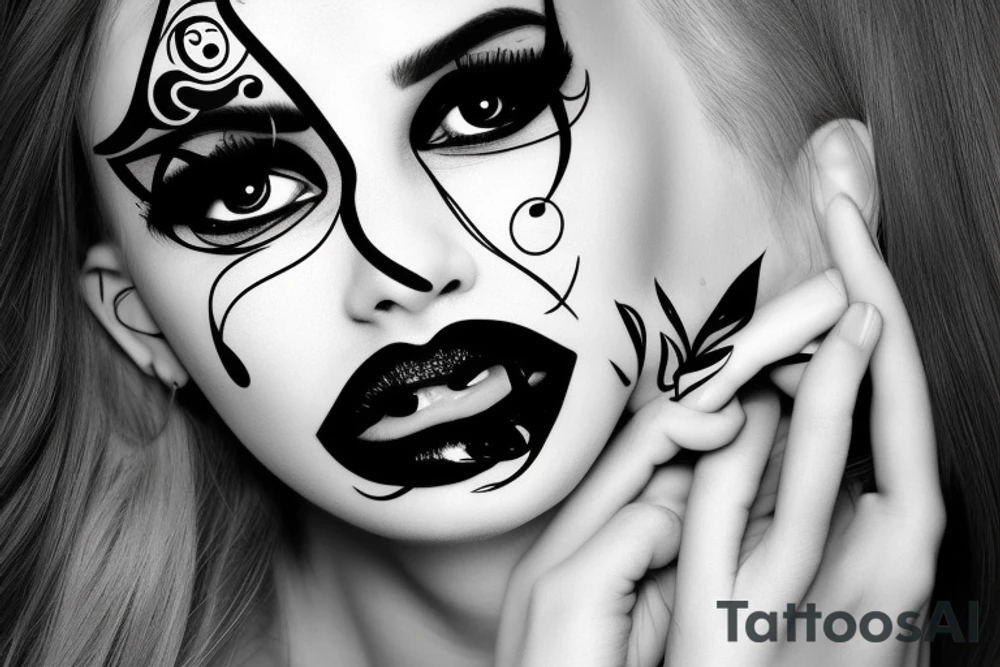 beautiful girls face tattoo idea