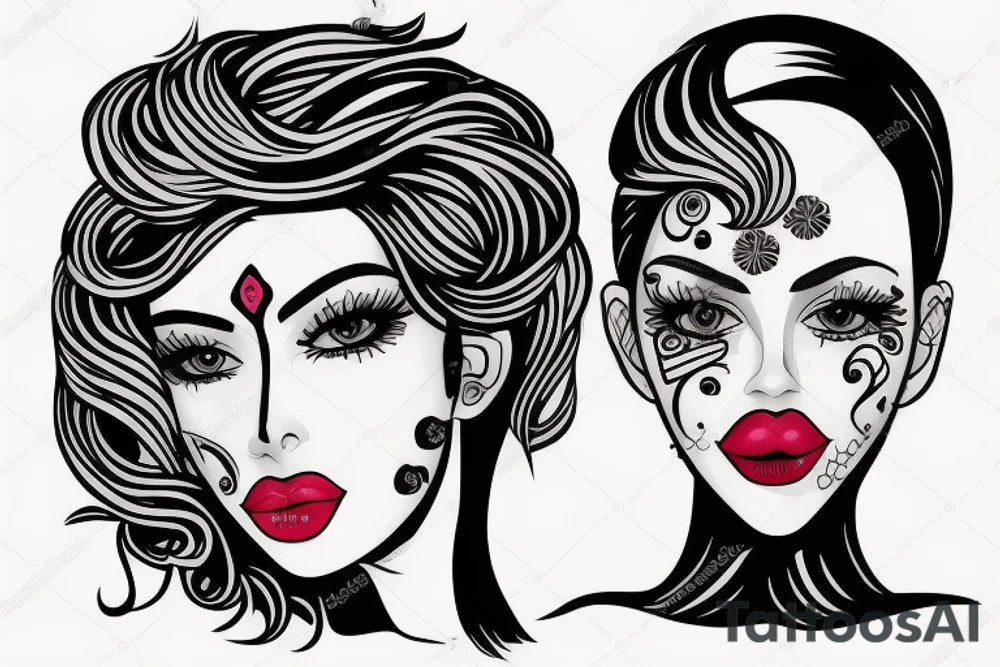 beautiful girls face tattoo idea