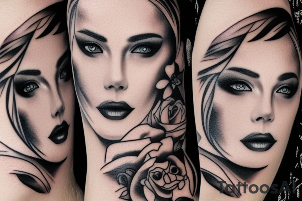 beautiful girls face tattoo idea