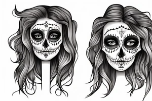 half girl half skeleton face tattoo idea