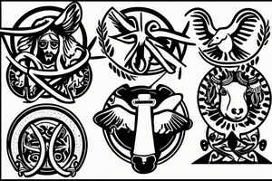 Jesus, sheep, dove, cross, crown tattoo idea