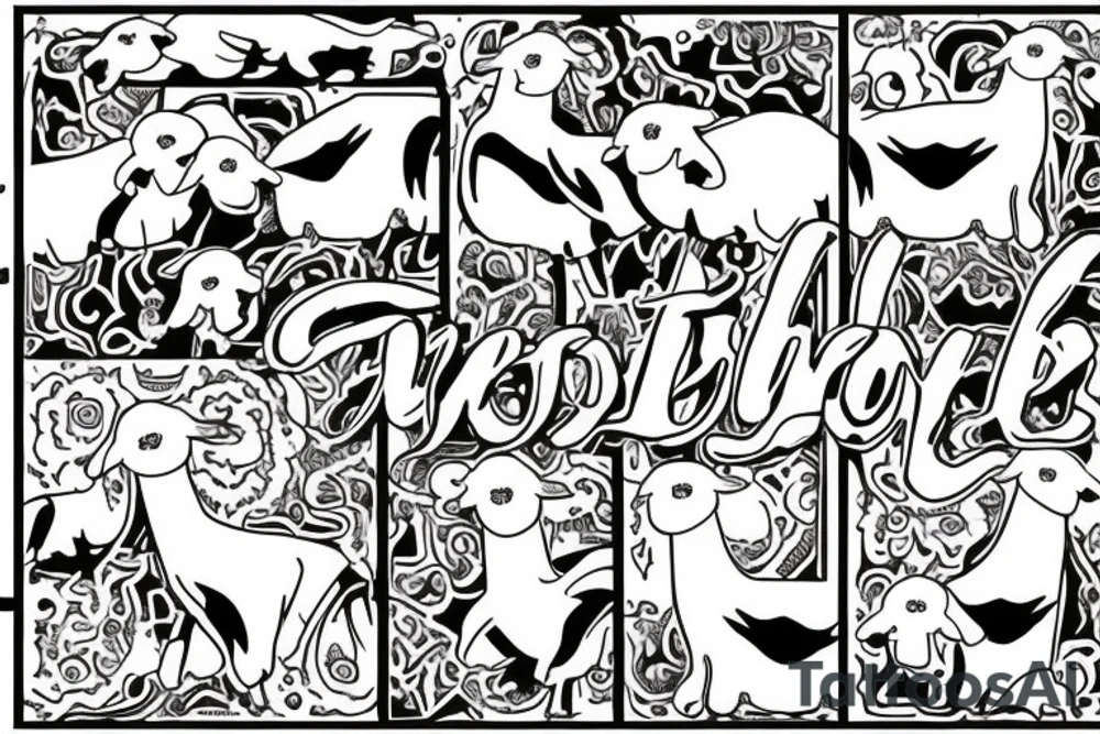 Jesus, sheep, dove, cross, crown tattoo idea