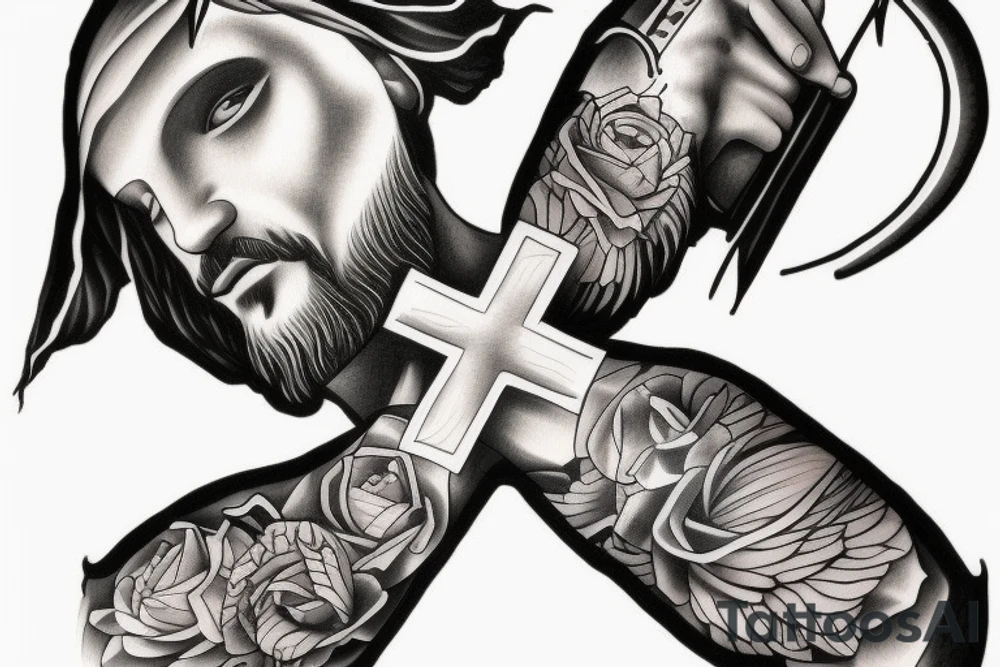 Jesus and cross tattoo idea