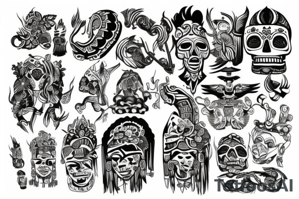 Scandinavian style, mayan style tattoo idea