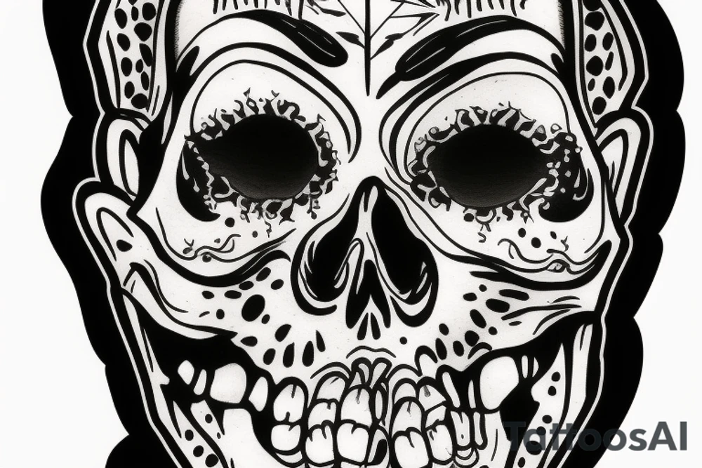 skeleton face tattoo idea