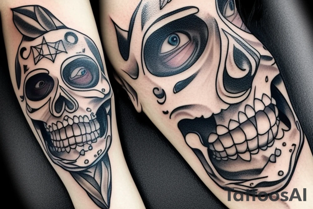 skeleton face tattoo idea