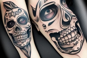 skeleton face tattoo idea
