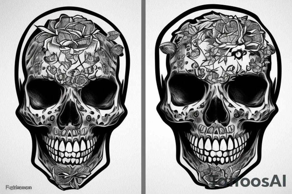 skeleton face tattoo idea