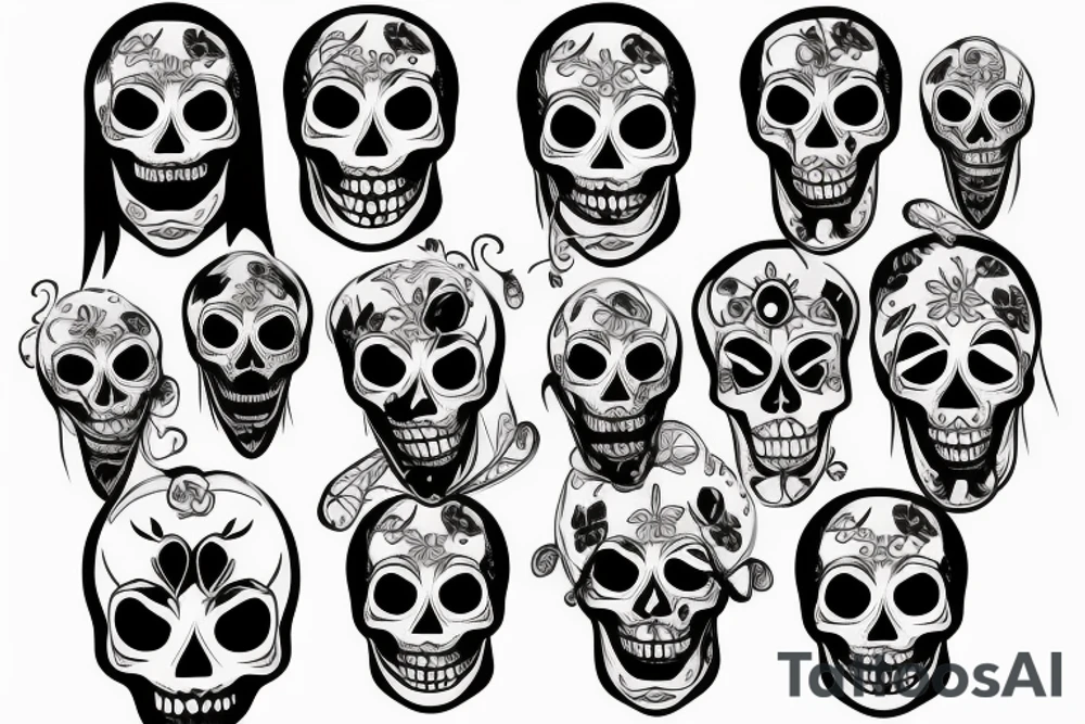 skeleton face tattoo idea