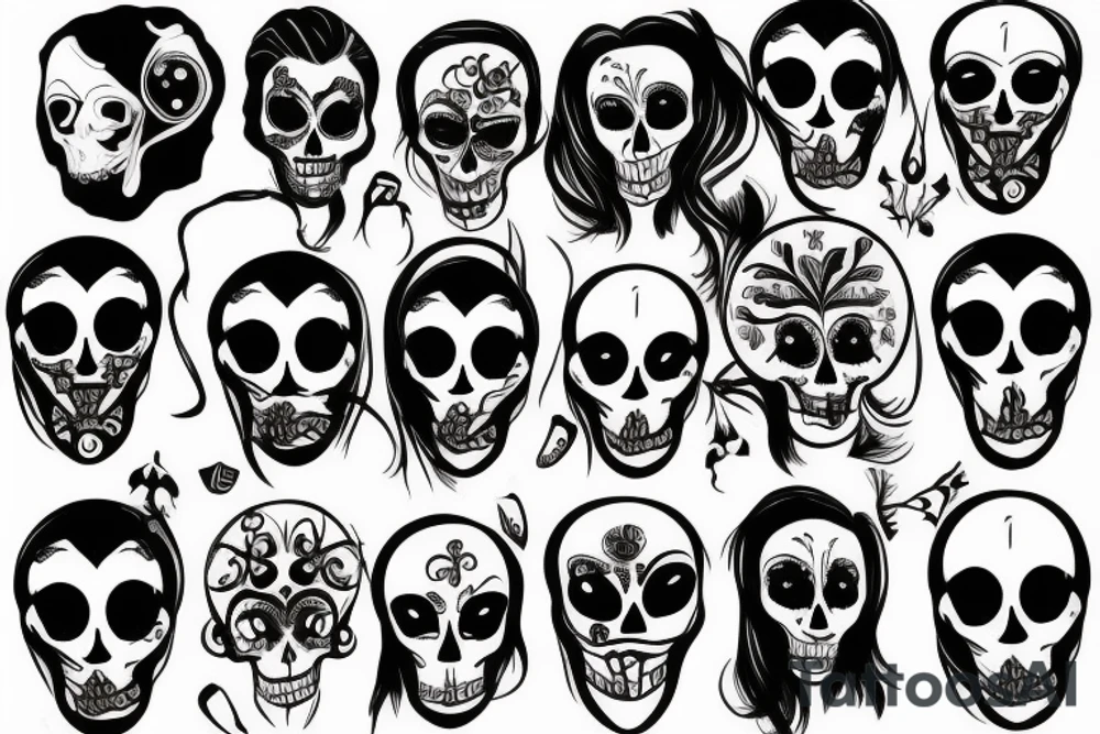 skeleton face tattoo idea