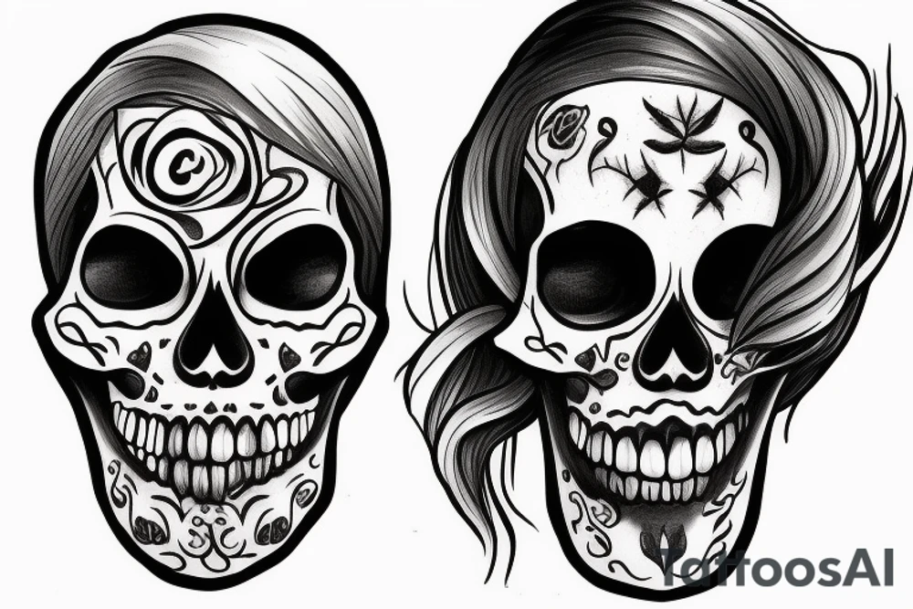 skeleton face tattoo idea