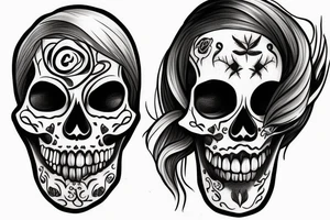 skeleton face tattoo idea