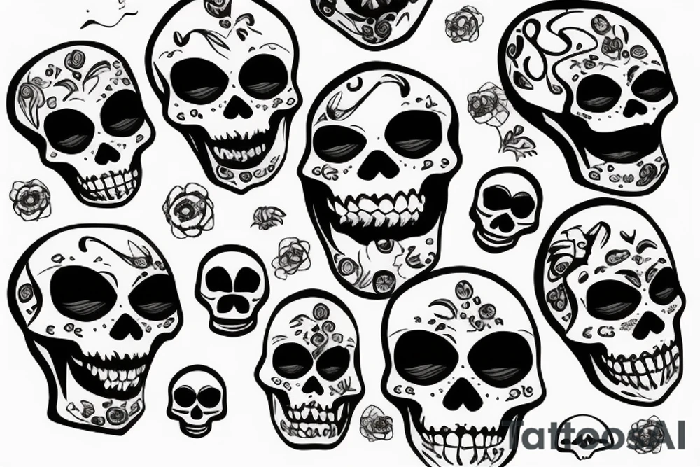 skeleton face tattoo idea