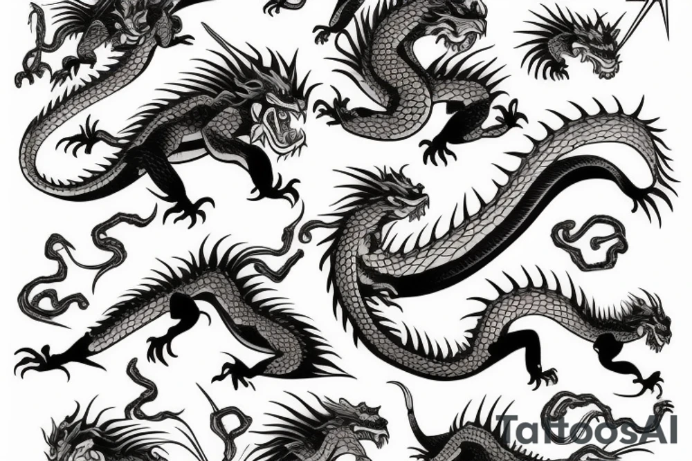 Dragon, mélangés aux lions, tattoo idea