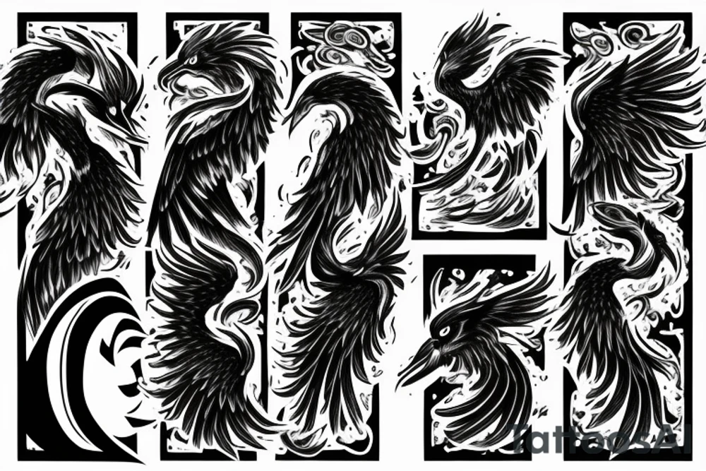 an angry phoenix with fire around it tattoo idea