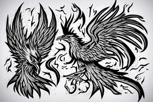 an angry phoenix with fire around it tattoo idea