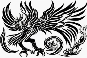 an angry phoenix with fire around it tattoo idea
