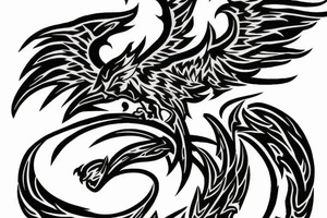 an angry phoenix with fire around it tattoo idea