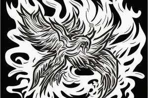 an angry phoenix with fire around it tattoo idea
