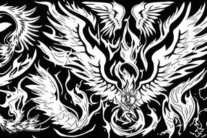 an angry phoenix with fire around it tattoo idea
