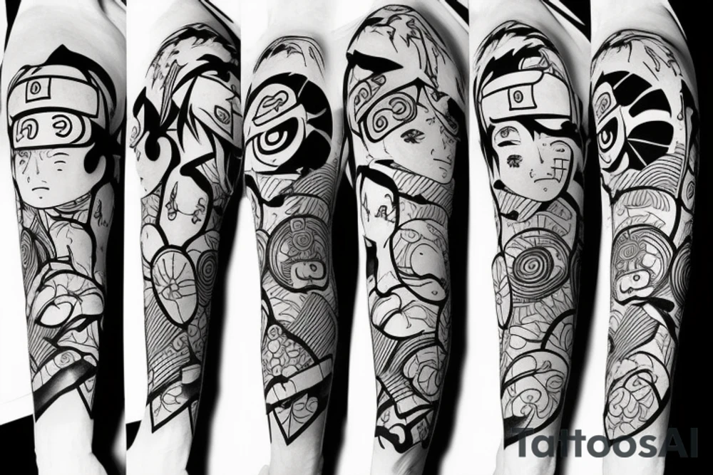 Japanese styled Naruto inspired theme tattoo tattoo idea