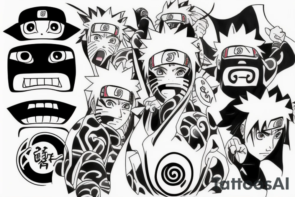 Japanese styled Naruto inspired theme tattoo tattoo idea